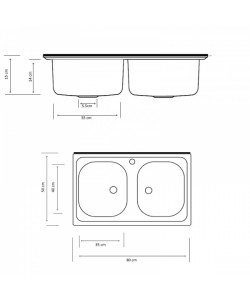 Chiuveta cu doua cuve pentru masca Z-INOX ZLN-0216, Inox anticalcar, 50x80 cm
