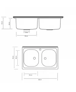 Chiuveta cu doua cuve pentru masca Z-INOX ZLN-0216, Inox anticalcar, 50x80 cm Chiuveta cu doua cuve pentru masca Z-INOX ZLN-0216, Inox anticalcar, 50x80 cm