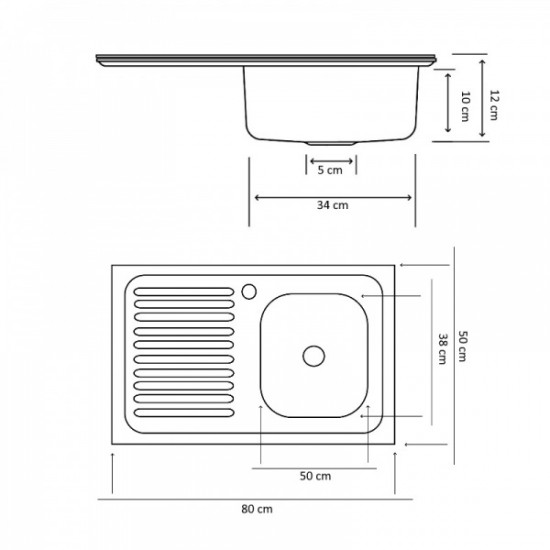 Chiuveta inox 430-04mm, Pentru masca ZLN-6966, cuva dreapta+sifon scurgere cu ventil