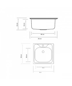 Chiuveta inox anticalcar Z-INOX ZLN-9263, Pentru blat, Dimensiune 50x50 cm