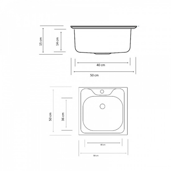 Chiuveta inox anticalcar Z-INOX ZLN-9263, Pentru blat, Dimensiune 50x50 cm