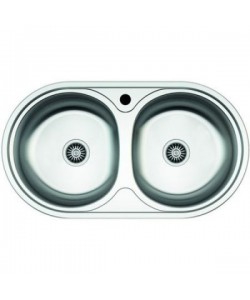 Chiuveta pentru blat ,ovala cu doua cuve , Z-INOX ZLN-8624, 43.5x78 cm