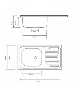 Chiuveta pentru blat Z-INOX ZLN-9188ST, Inox anticalcar, Cuva stanga, 43.5x76 cm+racord scurgere cu preaplin