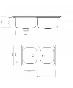 Chiuveta ZLN-2975 cu doua cuve pentru blat Z-INOX , Inox satinat, 50x80 cm Chiuveta ZLN-2975 cu doua cuve pentru blat Z-INOX , Inox satinat, 50x80 cm