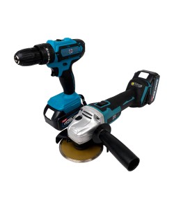 Trusa German Meister Autofiletanta + Flex + Rotopercutor + Masina cu Impact, cu 2 Acumulatori, 128V, 6Ah, Albastru