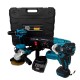 Trusa German Meister Autofiletanta + Flex + Rotopercutor + Masina cu Impact, cu 2 Acumulatori, 128V, 8Ah, Albastru