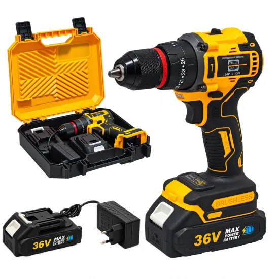Mașină de Găurit și Înșurubat cu Acumulator German Meister 36V, Brushless, Mandrină 10 mm, 2 Viteze 0–1500 rpm, Acumulator + Încărcător