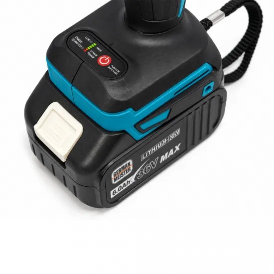 Set Scule cu Acumulator German Meister 36V MAX – Cheie de Impact 380 Nm + Polizor Unghiular 125 mm Brushless, 2 Acumulatori 6Ah, Încărcător și Valiză