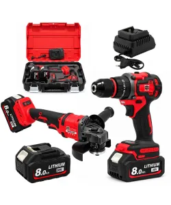 Set Scule cu Acumulator German Meister 36V, Brushless – Bormașină + Polizor Unghiular 125 mm, 2 Acumulatori 8Ah, Încărcător