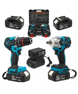 Set 2 Scule cu Acumulator German Meister 36V MAX – Mașină de Găurit și Înșurubat Brushless 80 Nm + Cheie de Impact 380 Nm, 2 Acumulatori 6Ah, Încărcător, Accesorii și Valiză