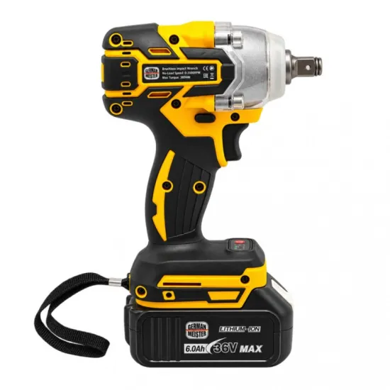 Trusa Scule cu Acumulator German Meister 36V MAX 6Ah – Autofiletantă, Cheie Impact 380Nm, Rotopercutor SDS-Plus 26mm și Polizor Unghiular 125mm, 2 acumulatori