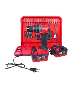 Bormașină Autofiletantă cu Percuție German Meister 36V, Motor Brushless, 50 Nm, Mandrină Metalică 10 mm, 2 Acumulatori 8Ah, 90 Accesorii, Valiză Transport