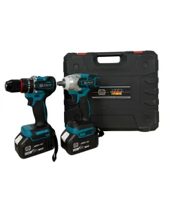 Set German Meister 2 Scule Brushless 36V 6Ah – Bormașină 80 Nm + Pistol Impact 380 Nm, 2 Acumulatori, Accesorii, Valiză