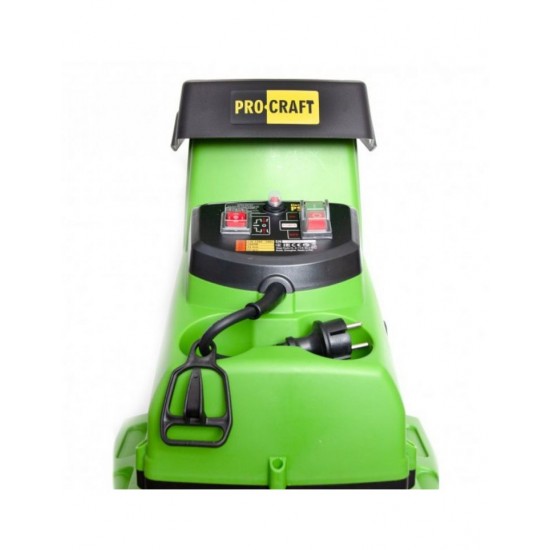 Tocator de crengi PROCRAFT, PLS2800, 2800 W, 6000 rpm, diametru creanga 44 mm, colector iarba 55 L Tocator de crengi PROCRAFT, PLS2800, 2800 W, 6000 rpm, diametru creanga 44 mm, colector iarba 55 L
