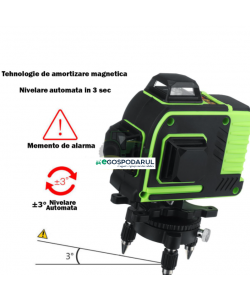 Nivela Laser 16 Linii, 2 Acumulatori, Suport rotativ 360 grade. Auto nivelare.