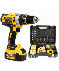 Trusa Bormasina cu percutie German Meister, 36V, 5Ah, 2 acumulatori, incarcator, 26 accesorii