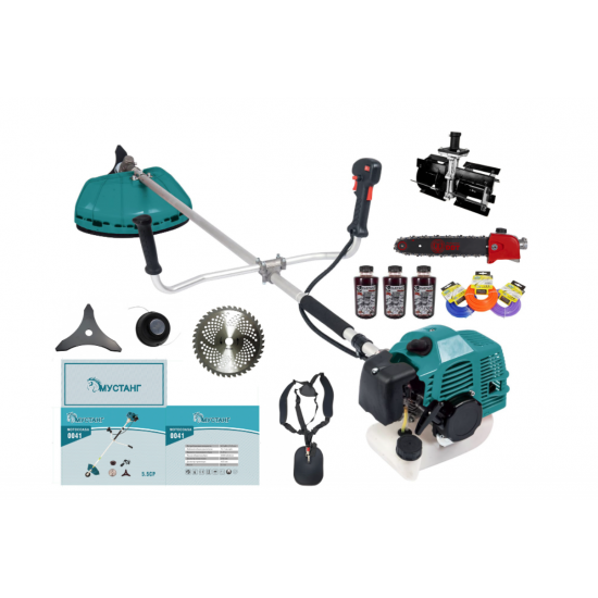 Motocoasa Mustang DDT-0040 , 5,5 CP, 51,7 CC, 2 timpi, 6000 RPM, 150 cm lungime arbore, 4 accesorii incluse, 3 fire trimmer, 3 sticle ulei amestec, 1 adaptor drujba, 1 prasitoare model 1