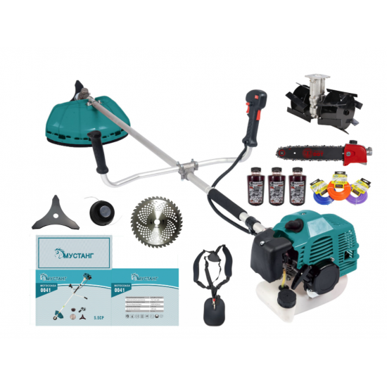 Motocoasa Mustang DDT-0040 , 5,5 CP, 51,7 CC, 2 timpi, 6000 RPM, 150 cm lungime arbore, 4 accesorii incluse, 3 fire trimmer, 3 sticle ulei amestec, 1 adaptor drujba, 1 prasitoare model 2