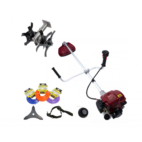 Motocoasa pe benzina DDT-1000L, 4 Timpi, 7 Cp, 62 cc, 9000 Rpm, 3 accesorii incluse , 3 fire trimmer, 1 cultivator model 3