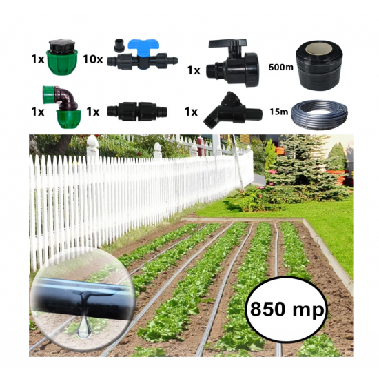 Sistem irigare prin picurare pentru gradina 850 mp
