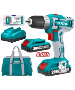 TOTAL - Masina de gaurit cu acumulator 20V-2.0Ah Li-Ion (2 acumulatori + 47 accesorii) (INDUSTRIAL) TOTAL - Masina de gaurit cu acumulator 20V-2.0Ah Li-Ion (2 acumulatori + 47 accesorii) (INDUSTRIAL)