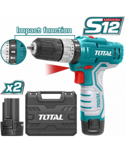 TOTAL - Masina de gaurit cu percutie si acumulator 12V-1.5Ah Li-Ion (2 acumulatori, BMC) (INDUSTRIAL) - NEW