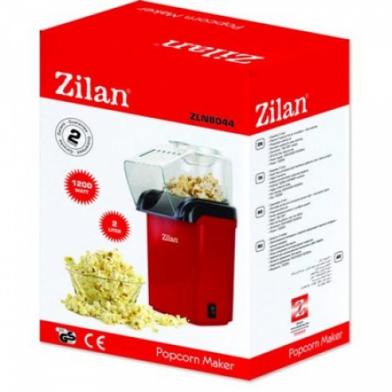 Aparat Pentru Popcorn Zilan ZLN-8044, Rosu Putere 1200W, sistem cu jet de aer cald