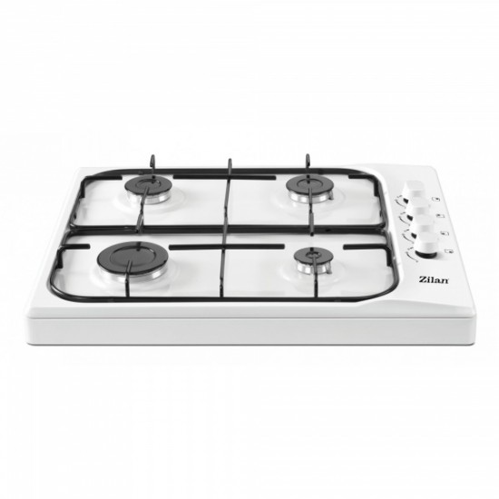 Aragaz 4 ochiuri ZILAN Alb ZLN-1518, Butoane laterale, Emailat,