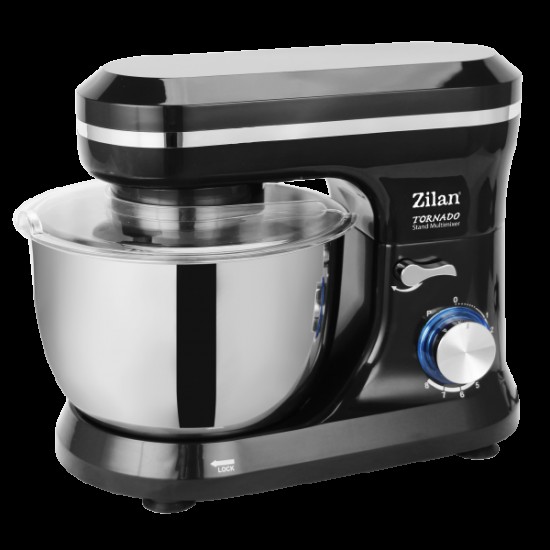 Mixer cu bol din inox ZILAN ZLN-1215, 1000 W, Bol 4.5 L inox, 8 Viteze, Negru