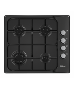 Plita incorporabila Zilan ZLN-0041,Negru Gaz gpl sau natural, Aprindere electrica, 4 arzatoare, 60x50 cm, Email,