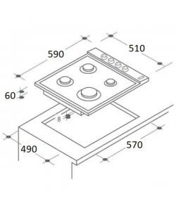 Plita incorporabila Zilan ZLN-0058, Gaz butelie sau gaz natural (duze de schimb incluse), 59x51 cm, 4 Arzatoare, Aprindere Electrica, Sticla Neagra