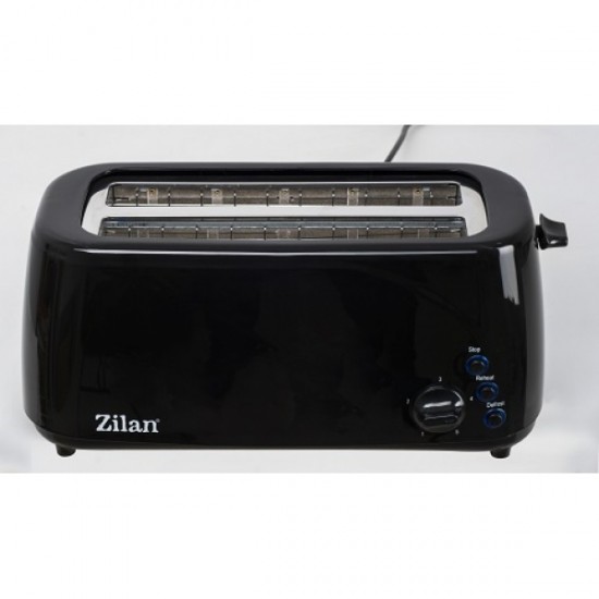 Prajitor paine dublu Zilan ZLN-2713, Negru, 1400W, 5 grade rumenire si functii multiple