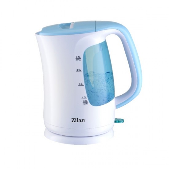 Fierbator electric Zilan ZLN-1673 Wasserkocher, putere maxima 2200 W, capacitate 2.5 L, filtru, Albastru