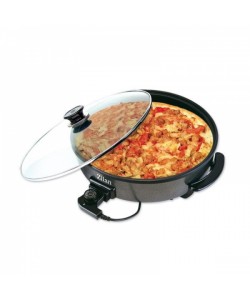 Tigaie electrica rotunda ZİLAN ZLN-7870, pizza grill, diametru 38 cm, 1500 W, capac sticla, material non stick