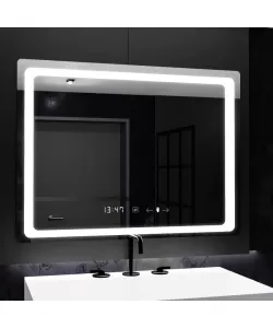 Oglinda LED Senzor Vectro, cu functie Dezaburire si Ceas 80x60 cm, colectia Marcello Funghi Oglinda LED Senzor Vectro, cu functie Dezaburire si Ceas 80x60 cm, colectia Marcello Funghi