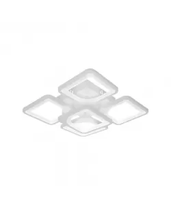 Lustra LED cu Telecomanda Nely 5 Elemente 96W Lumina Rece/Calda/Neutra Diametru 70cm, Dimabila, Alb