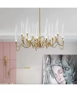 Candelabru Cristal Delta 12XE14 Auriu Candelabru Cristal Delta 12XE14 Auriu