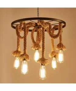 Lustra Roata, 6*E27, Maro, Metal si Sfoara