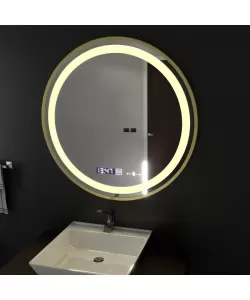 Oglinda LED Senzor Venere Sistem Dezaburire si Ceas Rama Aurie 70x70 cm Colectia Marcello Funghi Oglinda LED Senzor Venere Sistem Dezaburire si Ceas Rama Aurie 70x70 cm Colectia Marcello Funghi