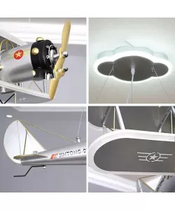 Lustra LED Suspendata 74W Avion Alb Gri