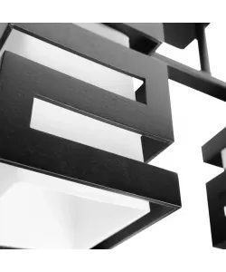 Lustra Nima, 2*E27, Negru, Metal si Lemn