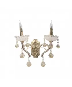 Aplica Carol, 2*E14, Auriu, Metal si Crystal