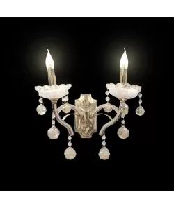 Aplica Carol, 2*E14, Auriu, Metal si Crystal