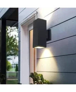 Aplica Exterior Vali, 2*GU10, Negru, Metal si Sticla