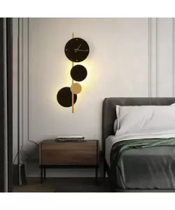 Aplica LED Bryson 18W Ceas Integrat Negru Auriu