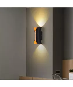 Aplica LED de Exterior Pauline, 10W, Metal, Negru si Auriu