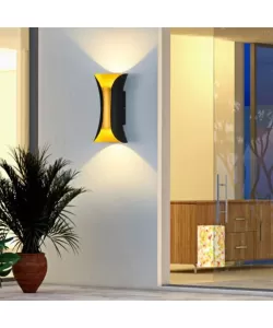 Aplica LED de Exterior Pauline, 10W, Metal, Negru si Auriu