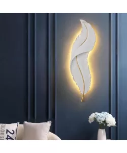 Aplica LED Esther, forma Pana, 36W, 87cm Alb/Auriu