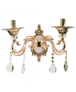 Aplica Nicholas, 2*E14, Lila cu Auriu, Metal si Cristal Aplica Nicholas, 2*E14, Lila cu Auriu, Metal si Cristal