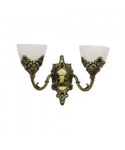 Aplica Rustic, 2*E27, Bronz cu Alb, Metal si Sticla Aplica Rustic, 2*E27, Bronz cu Alb, Metal si Sticla